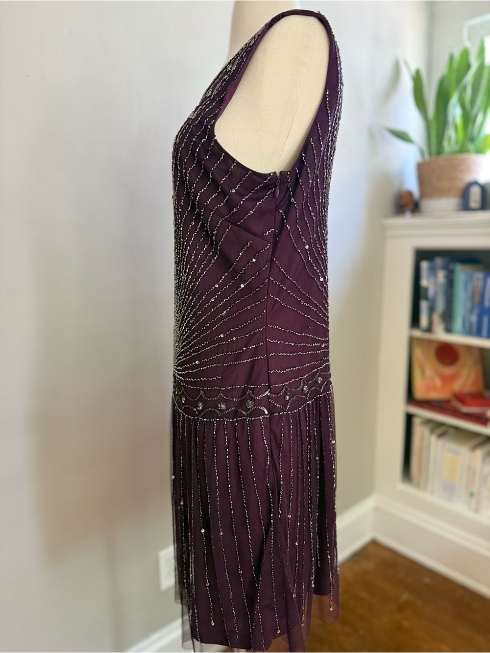 Adrianna Papell Beaded Gatsby Flapper Dress Size M/L Art Deco Costume Party - Picture 5 of 14